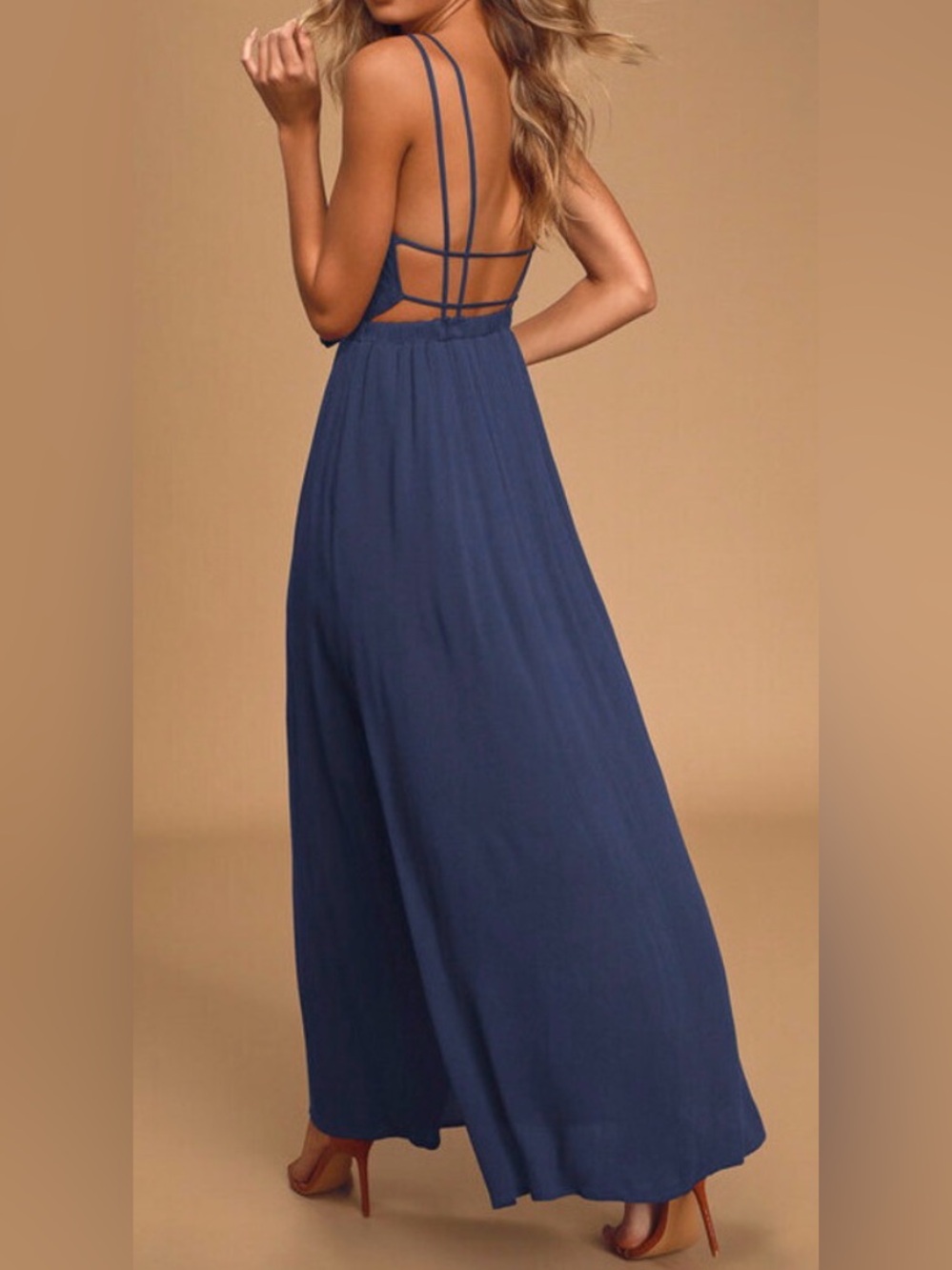Lulus Lost In Paradise Navy Maxi Dress Size Small
